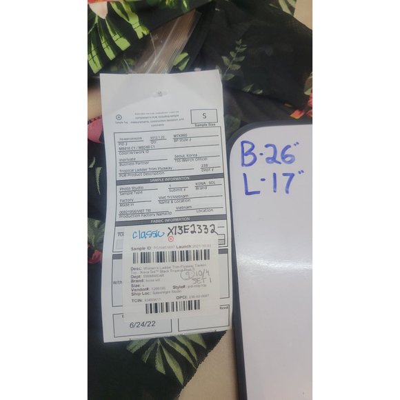 Women's Ladder Trim Flyaway Tankini Top Kona Sol Black Tropical Print Small - Picture 4 of 8